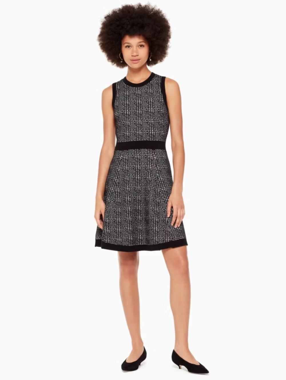 Kate Spade | Out West Black Plaid Sweater Dress XS Sleeveless Fit & Flare